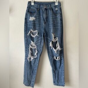 SHEIN 100% Cotton Ripped Boyfriend Jeans Medium